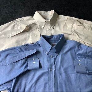Arrow Dover 16.5 34/35 button-down long-sleeve shirts blue tan